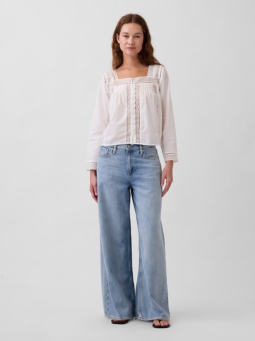 Image number 2 showing, Lace-Trim Square-Neck Top