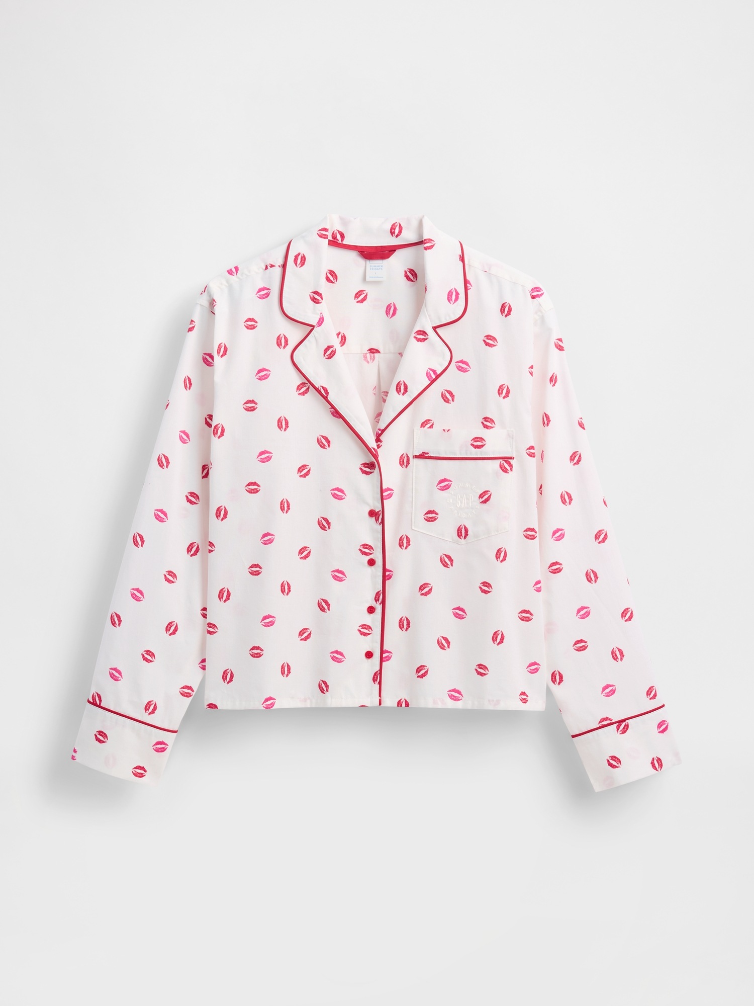 Женская рубашка Gap × Summer Fridays Relaxed Poplin Kiss PJ, цвет: Слоновая кость бежевый — фото 7