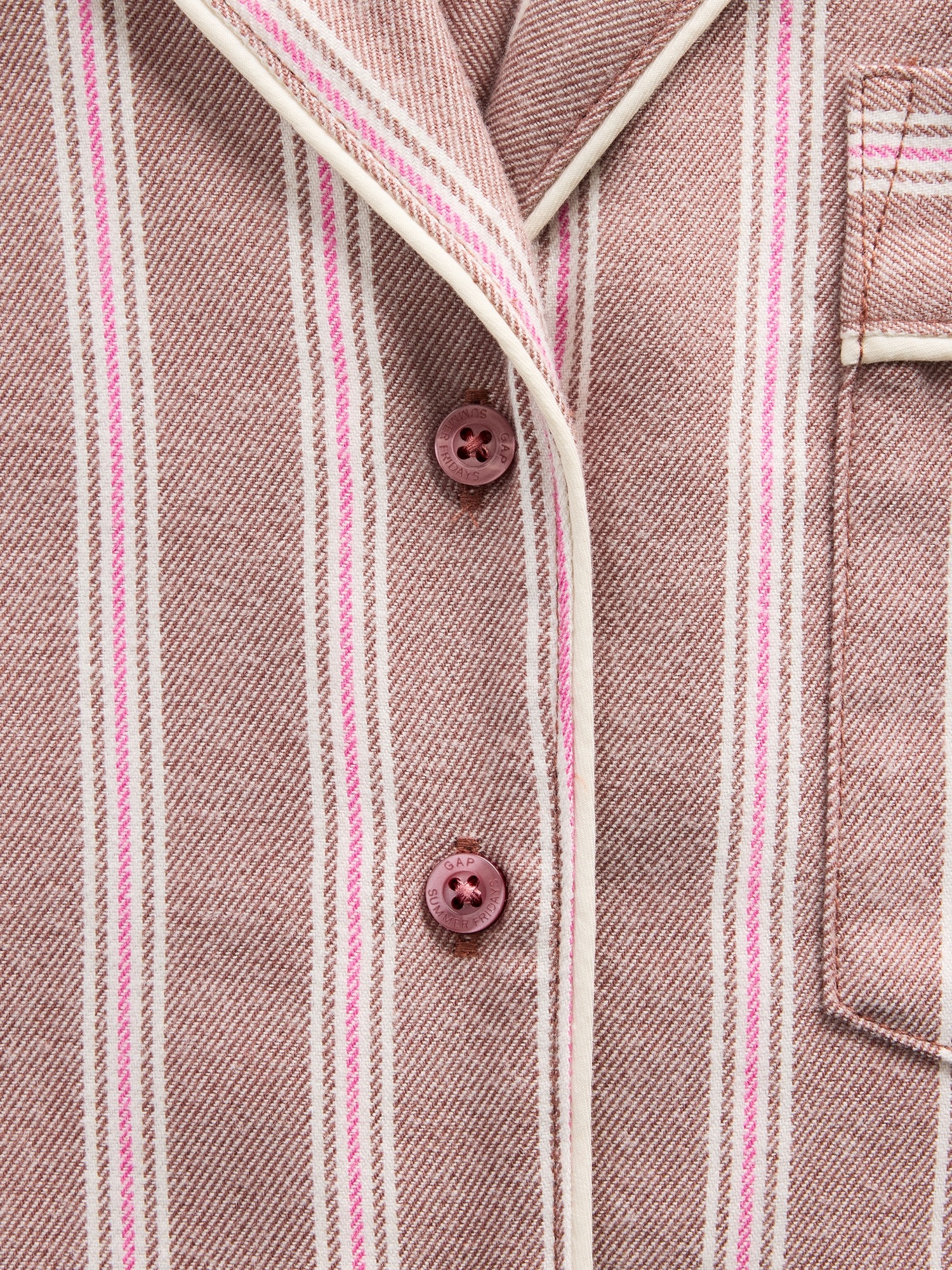 Женская рубашка Gap × Summer Fridays Relaxed Flannel Stripe PJ, цвет: Розовато-лиловый розовый — фото 5