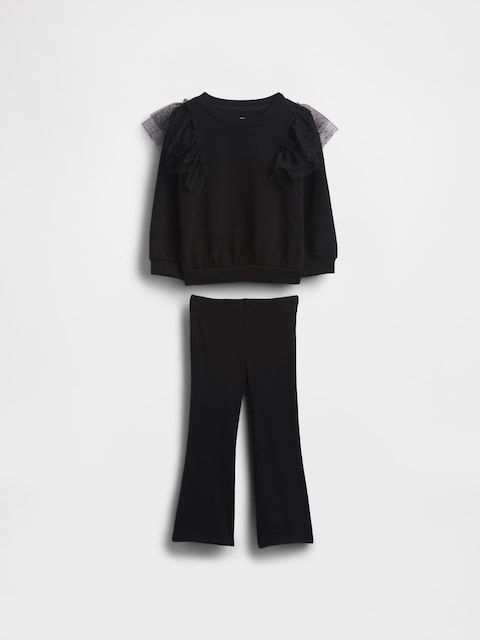 Baby & Toddler Tulle Sweatshirt & Rib Flare Leggings Set