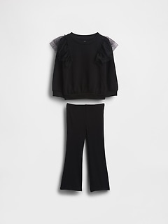 Baby & Toddler Tulle Sweatshirt & Rib Flare Leggings Set