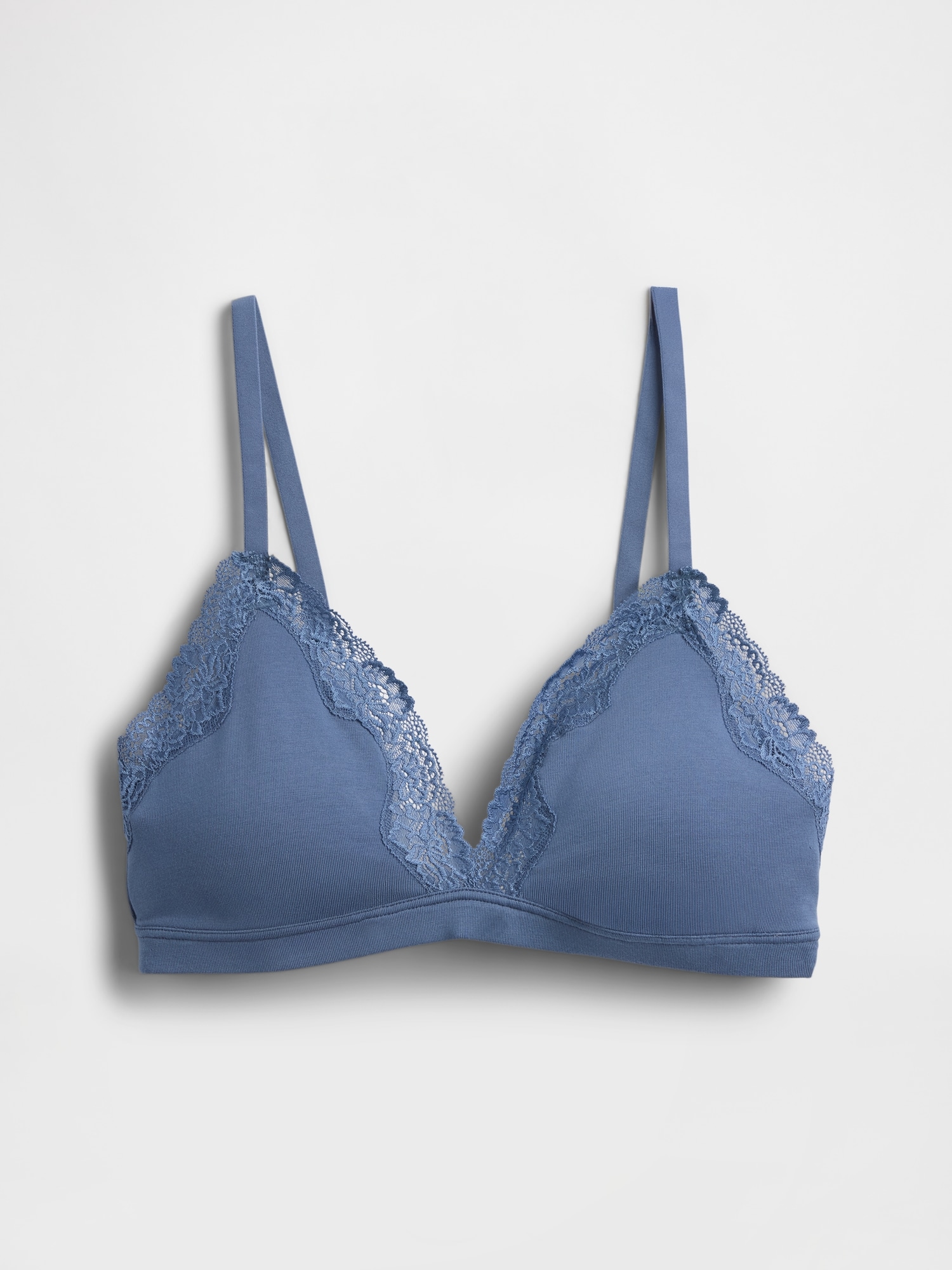 Organic Stretch Cotton Lace-Trim Triangle Bra