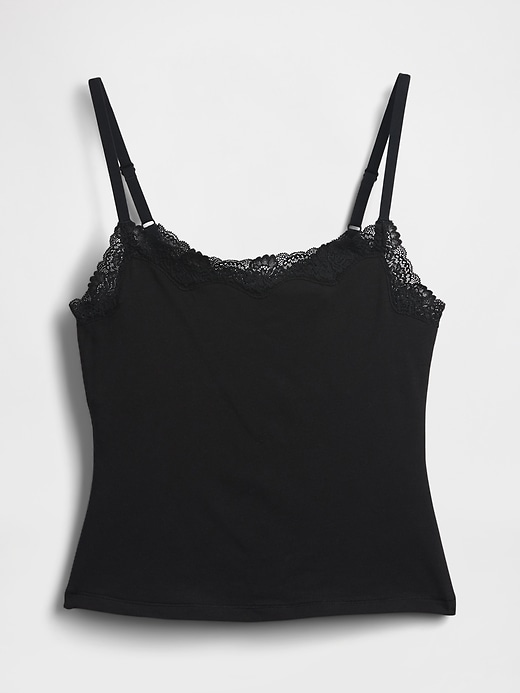 Image number 5 showing, Organic Stretch Cotton Lace-Trim Cami