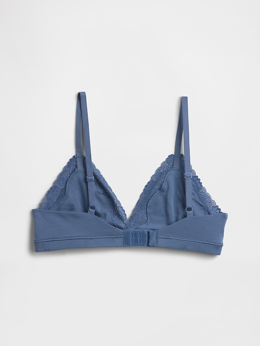 Image number 6 showing, Organic Stretch Cotton Lace-Trim Triangle Bra