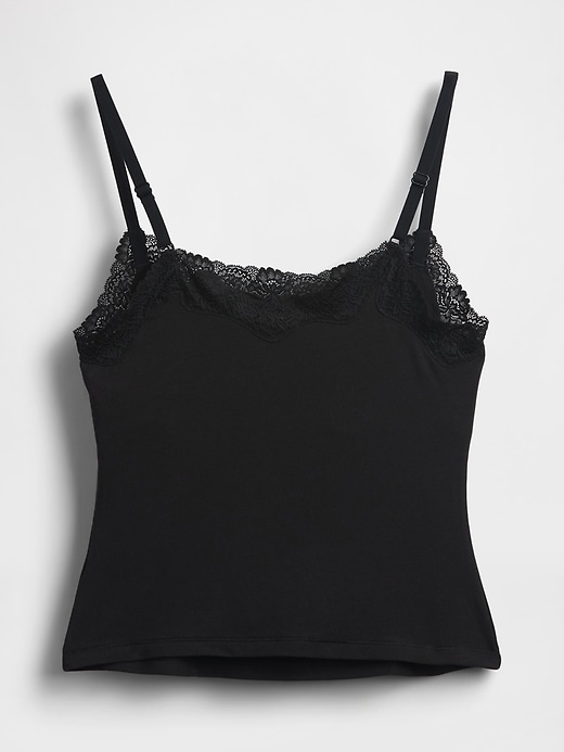 Image number 6 showing, Organic Stretch Cotton Lace-Trim Cami