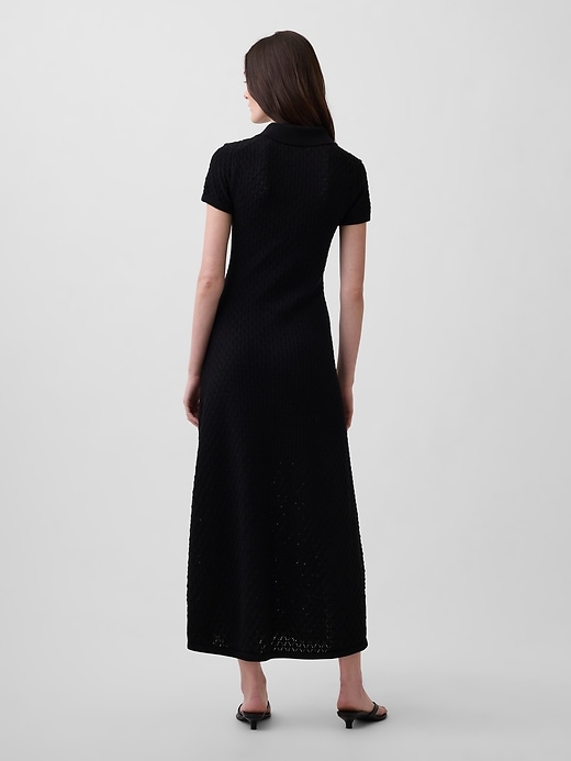 Image number 2 showing, Pointelle Polo Maxi Sweater Dress
