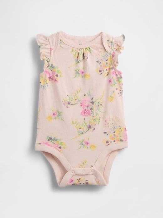 Image number 1 showing, Baby First Favorites Organic Cotton Flutter-Sleeve Bodysuit