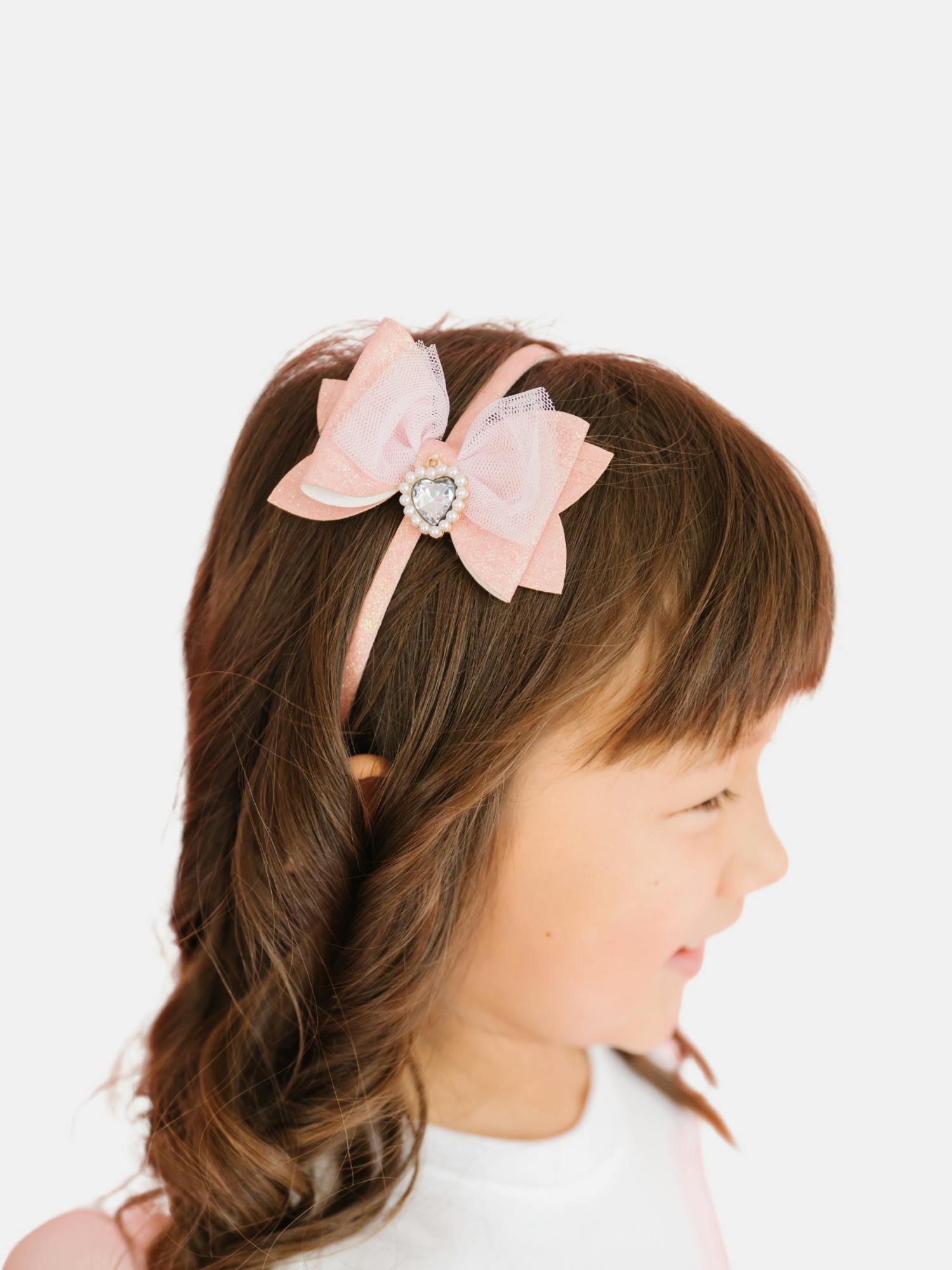 Детские аксессуары для волос Gap Sweet Wink Heart Charm Glitter Bow Headband, цвет: Розовый — фото 2