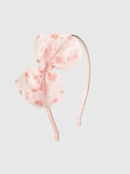 Image number 1 showing, Sweet Wink Flocked Heart Valentines Day Tulle Bow Headband