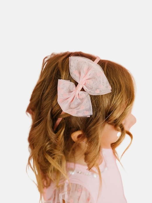 Image number 2 showing, Sweet Wink Flocked Heart Valentines Day Tulle Bow Headband