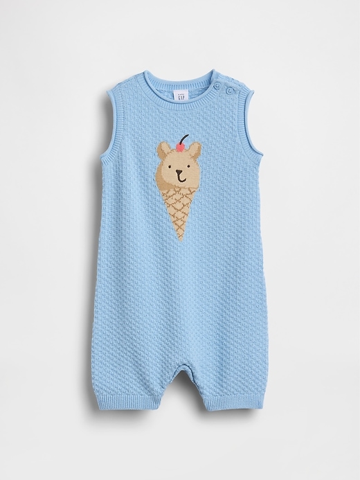 Image number 1 showing, Baby Ice Cream Bear Crochet Shorty One-Piece