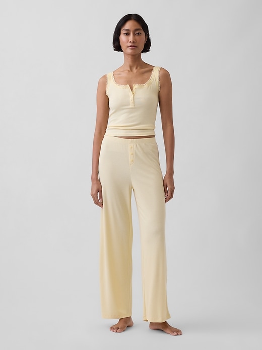 Image number 2 showing, Mini Rib Lace Henley PJ Tank Top