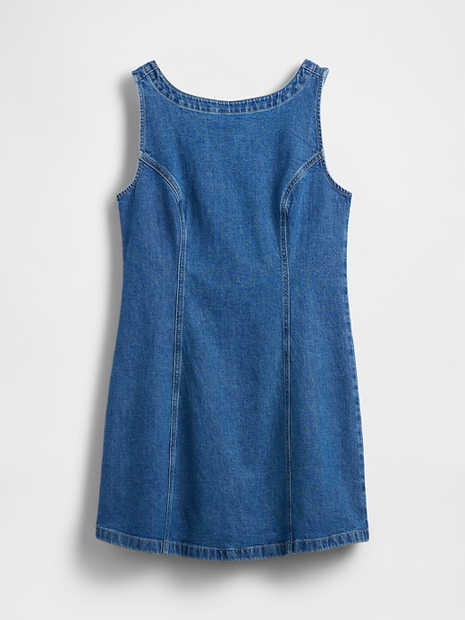 Image number 5 showing, Denim Boatneck Open-Back Mini Dress