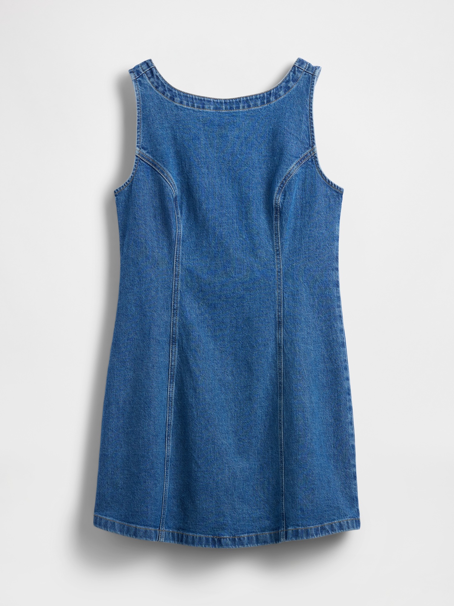 Женское платье Gap Floral Boatneck Open-Back Mini, цвет: Средний индиго — фото 5