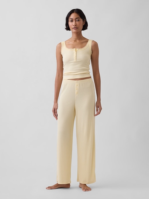 Image number 1 showing, Mini Rib Wide-Leg PJ Pants