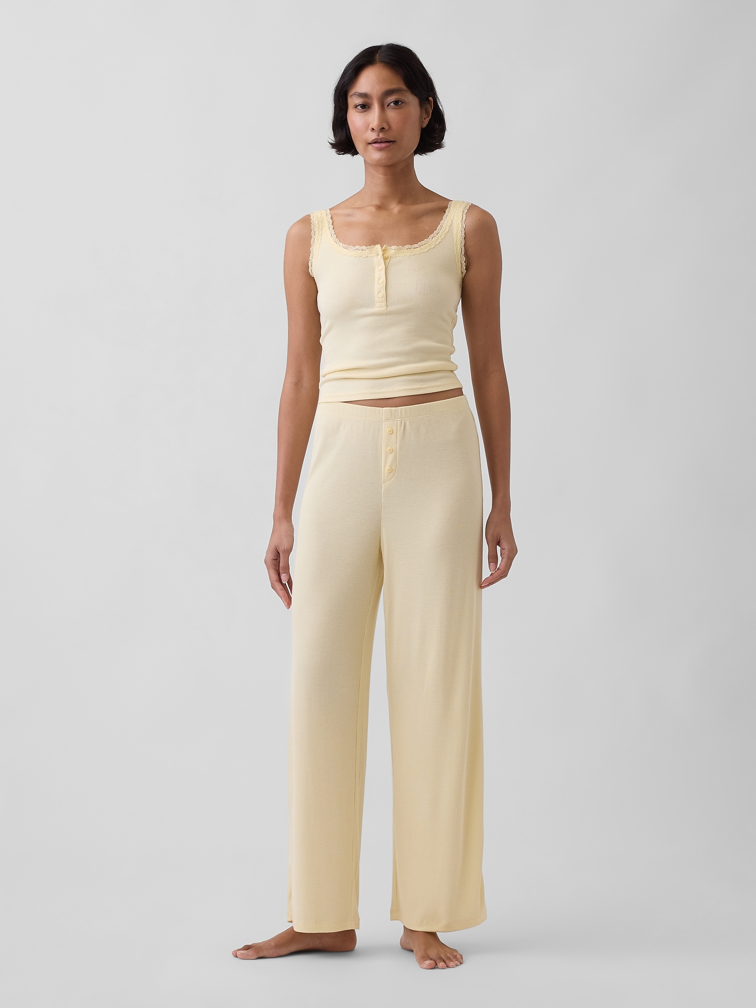 Mini Rib Wide-Leg PJ Pants