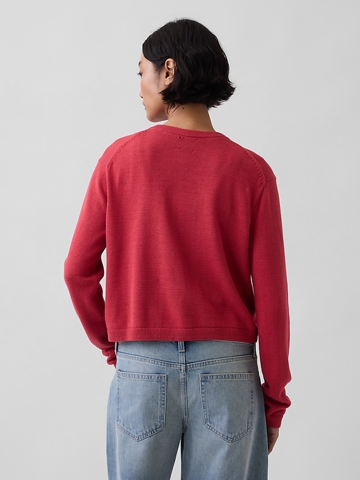 Image number 3 showing, 100% Cotton Relaxed Crop Cardigan Sweater