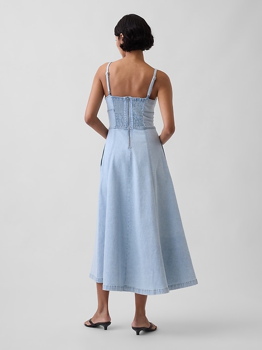Image number 2 showing, Denim Seamed Corset Maxi Dress
