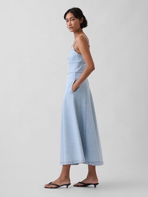 Image number 3 showing, Denim Seamed Corset Maxi Dress