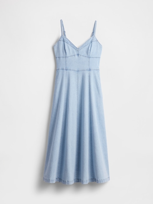 Image number 5 showing, Denim Seamed Corset Maxi Dress