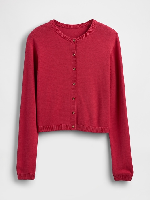 Image number 5 showing, 100% Cotton Relaxed Crop Cardigan Sweater