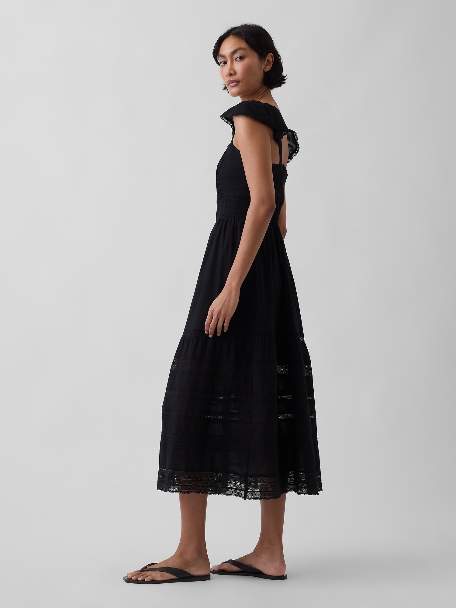 BHLDN Lace Halter Ruffle Peekaboo Maxi Dress at MarketFair Shoppes in  Princeton, NJ