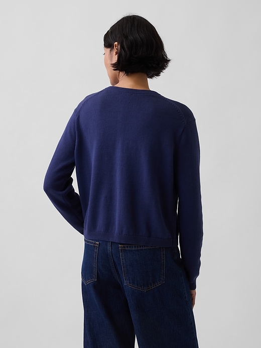 Image number 3 showing, 100% Cotton Relaxed Crop Cardigan Sweater