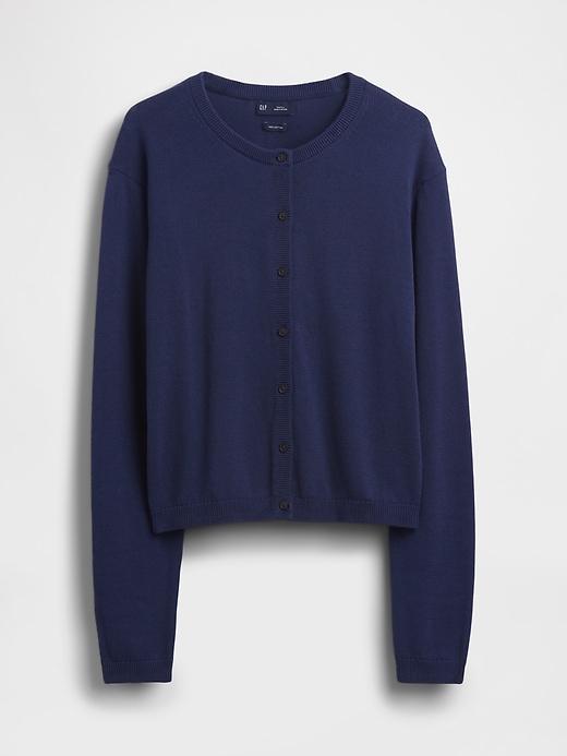 Image number 5 showing, 100% Cotton Relaxed Crop Cardigan Sweater