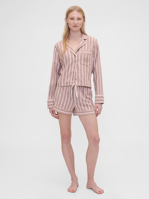 Image number 1 showing, Gap × Summer Fridays Flannel Stripe PJ Boxer Shorts