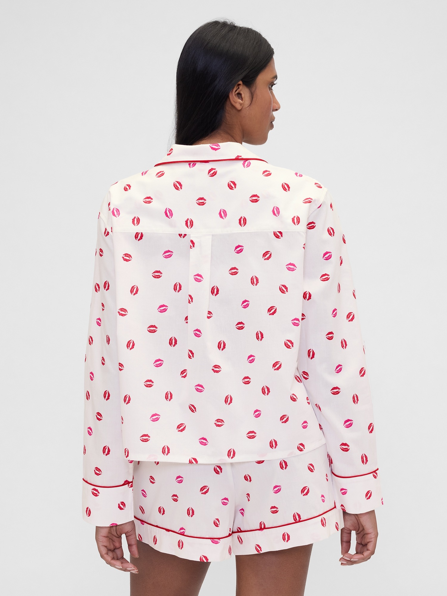 Женская рубашка Gap × Summer Fridays Relaxed Poplin Kiss PJ, цвет: Слоновая кость бежевый — фото 3