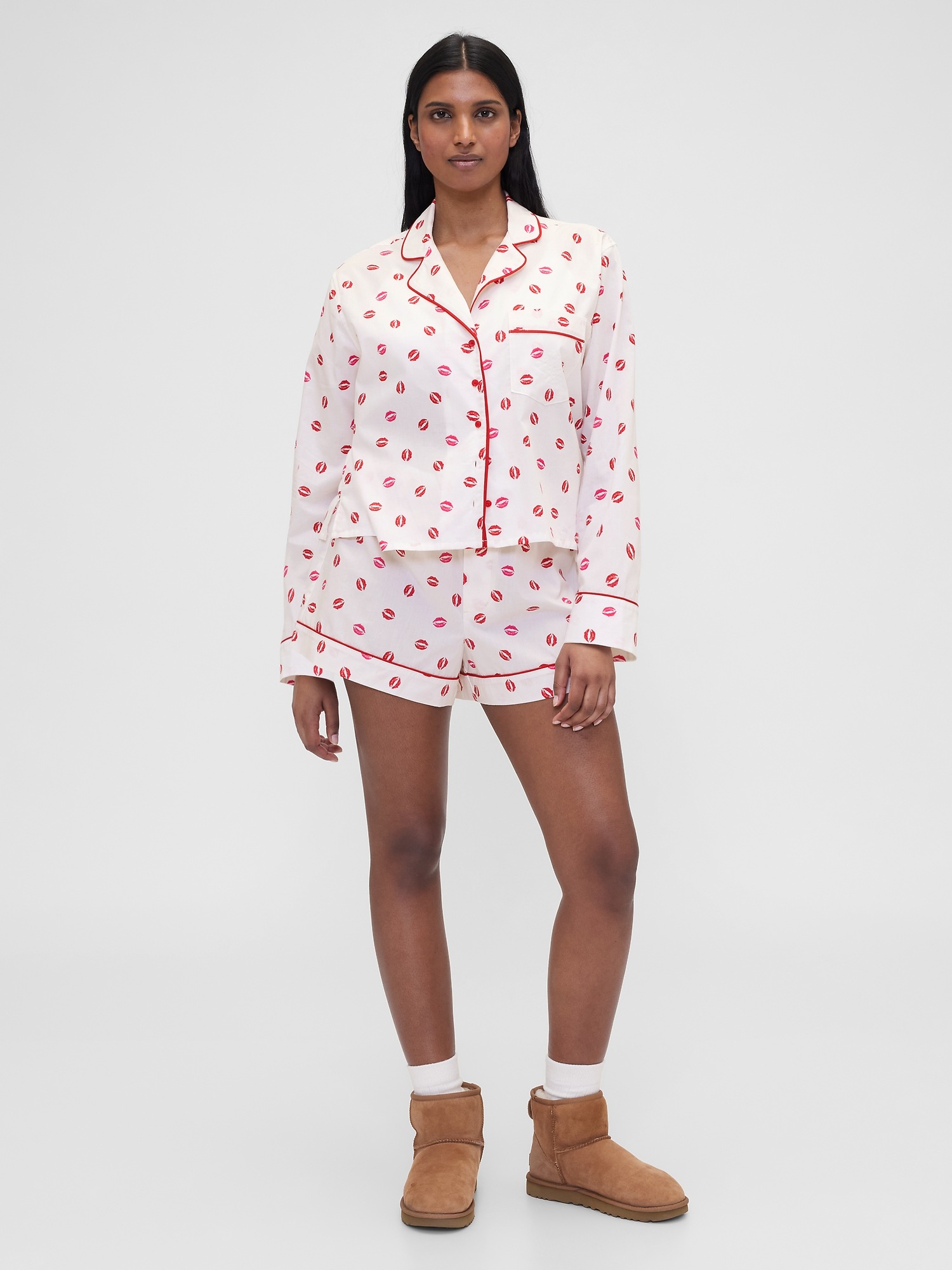 Женская рубашка Gap × Summer Fridays Relaxed Poplin Kiss PJ, цвет: Слоновая кость бежевый — фото 4