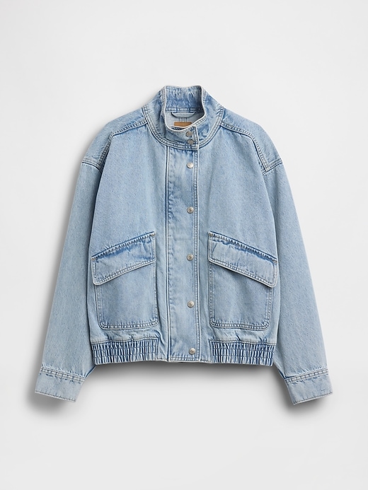 Image number 6 showing, Oversized Denim Bomber Jacket