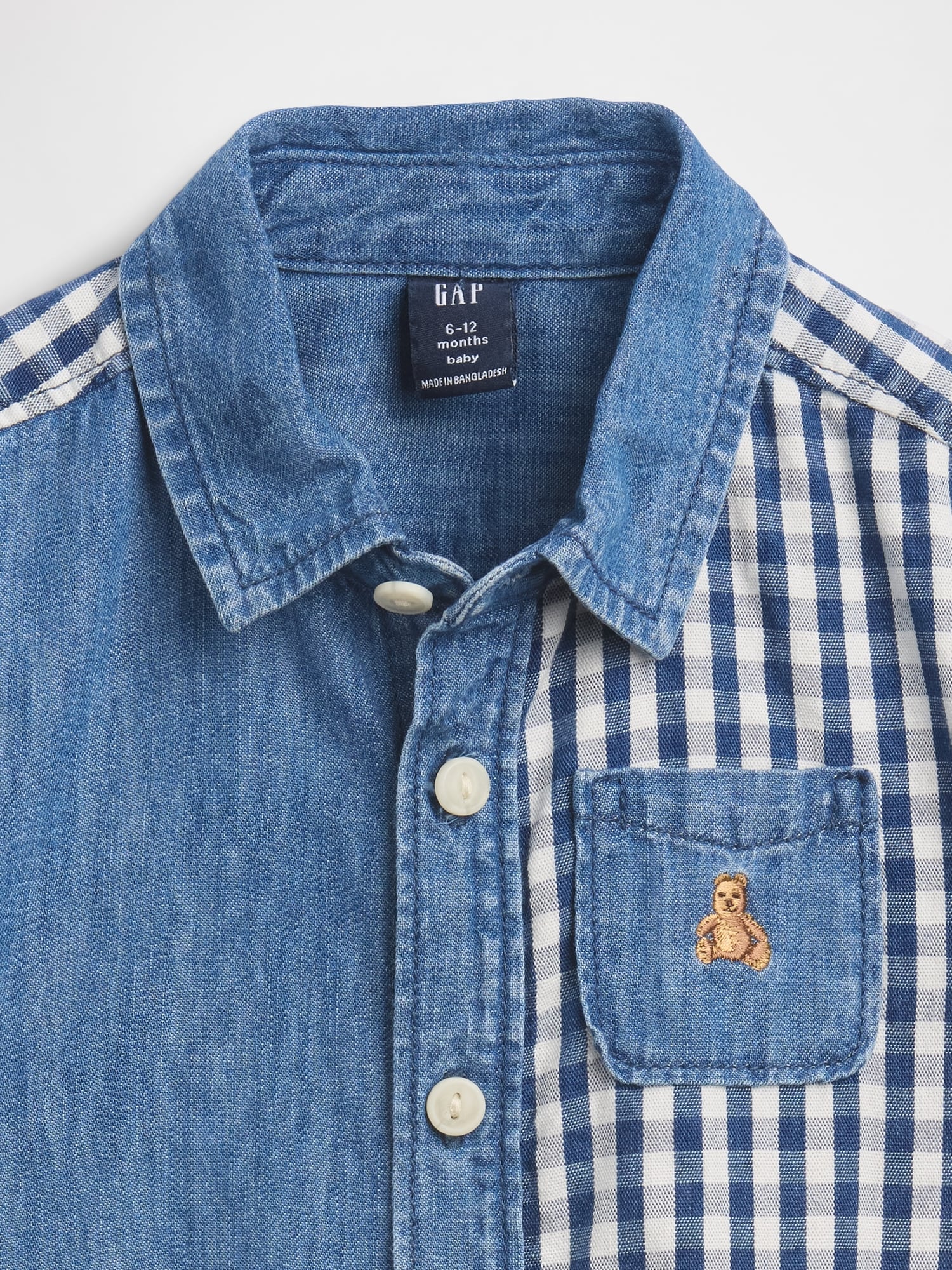 Baby Gingham Denim Colorblock Shorty One-Piece