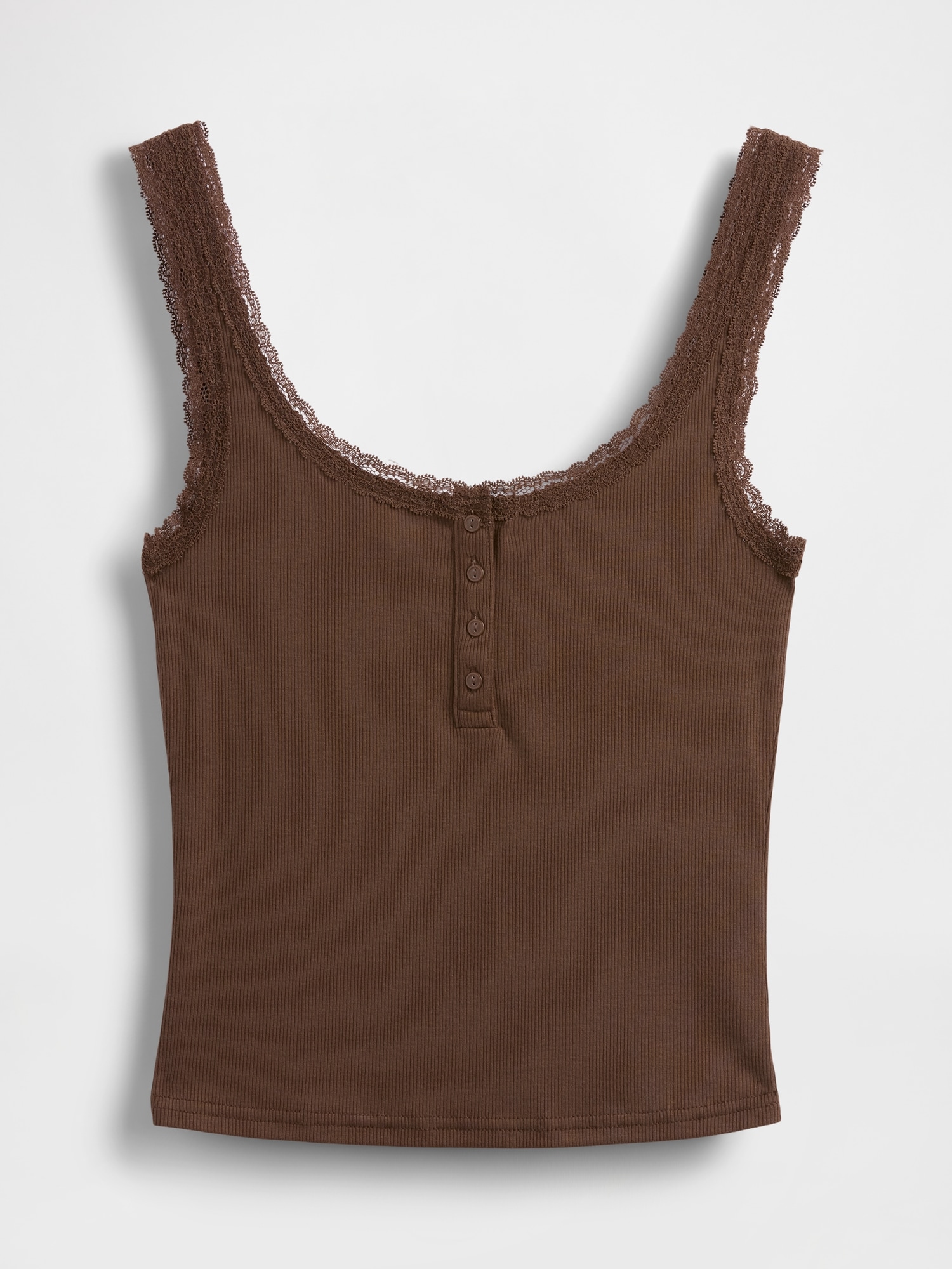 Mini Rib Lace Henley PJ Tank Top