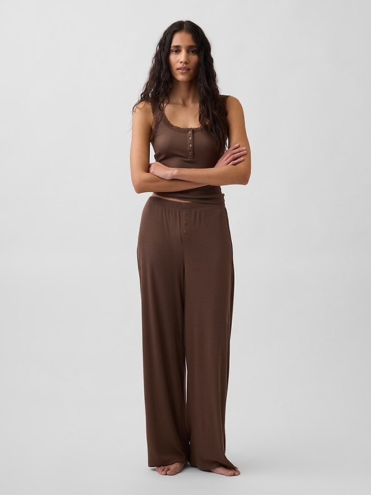 Image number 1 showing, Mini Rib Wide-Leg PJ Pants