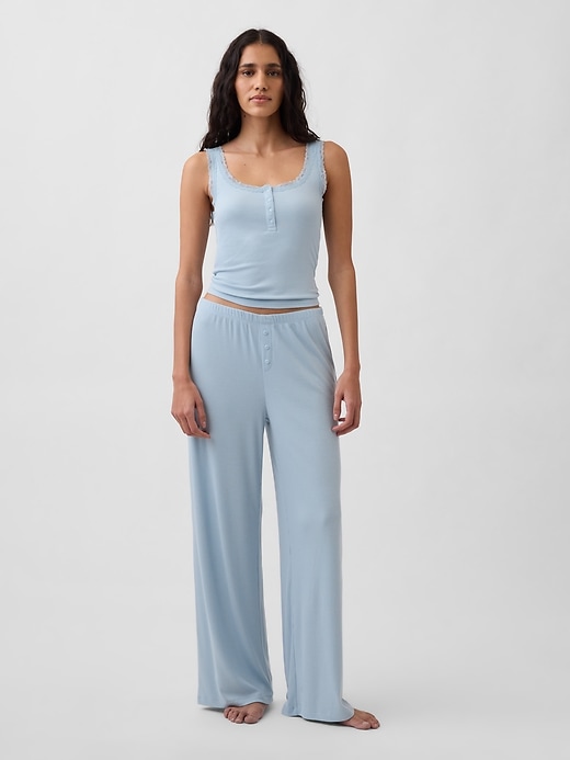 Image number 1 showing, Mini Rib Wide-Leg PJ Pants