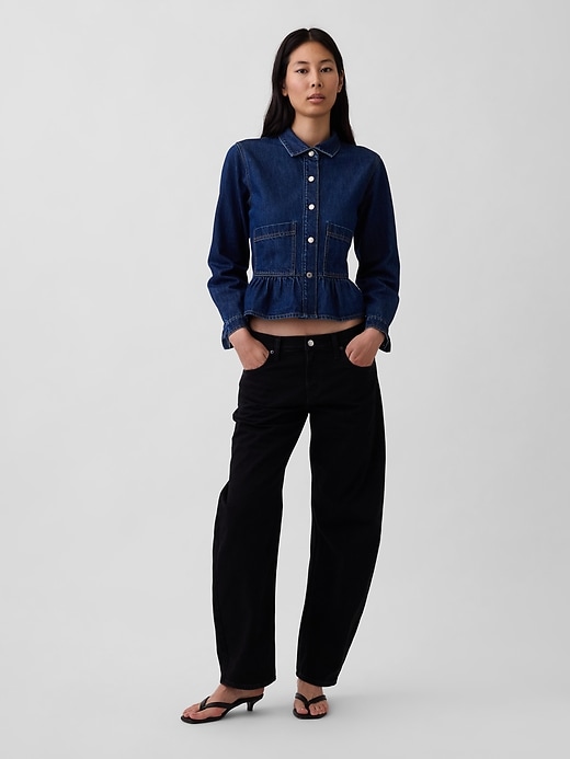 Image number 2 showing, Denim Fitted Peplum Top