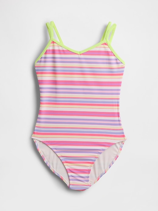 Image number 1 showing, Kids V-Neck One-Piece Swimsuit