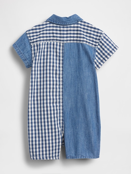 Image number 2 showing, Baby Gingham Denim Colorblock Shorty One-Piece
