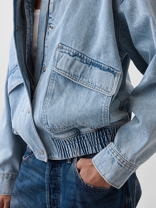 Image number 5 showing, Oversized Denim Bomber Jacket