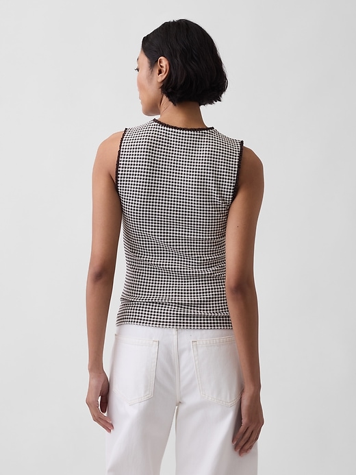Image number 3 showing, Gingham Pointelle Shell Tank Top