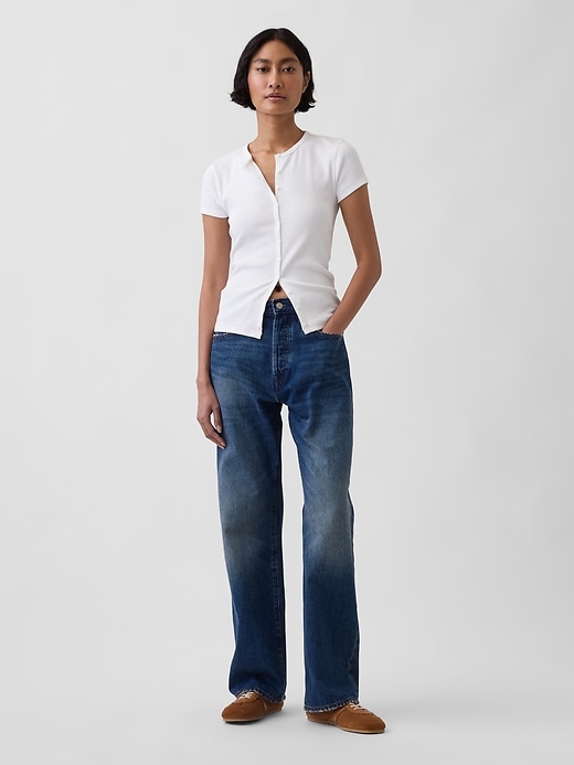 Image number 2 showing, Modern Rib Button-Front Crew T-Shirt