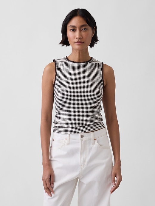 Gingham Pointelle Shell Tank Top from GAP - $31