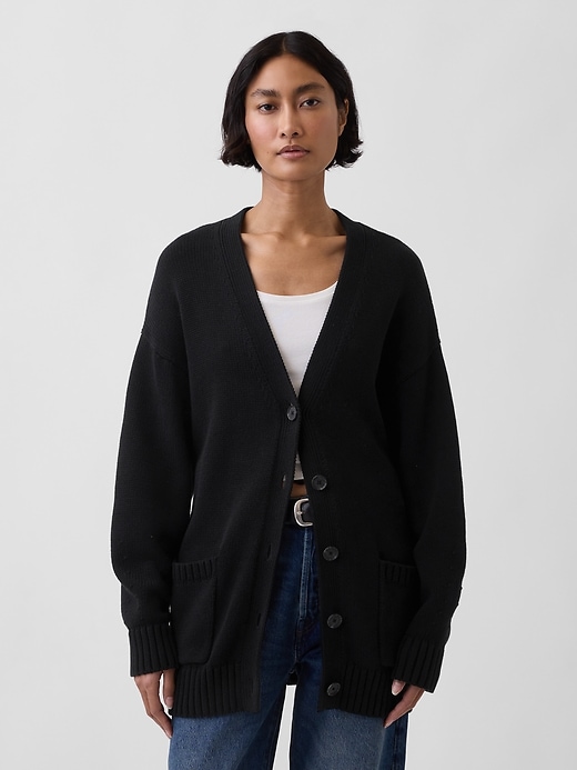 Image number 1 showing, 100% Cotton Oversized Boyfriend Cardigan Sweater