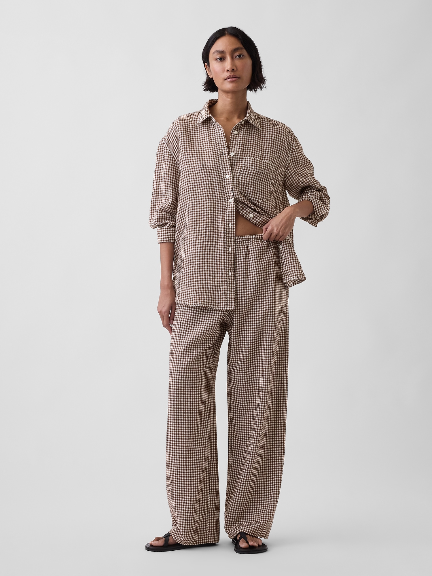 Linen-Blend Relaxed Wide-Leg Pants