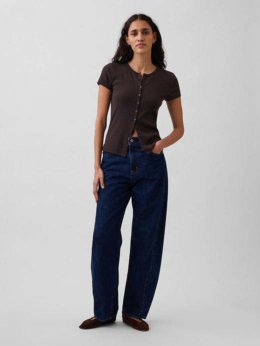 Image number 2 showing, Modern Rib Button-Front Crew T-Shirt