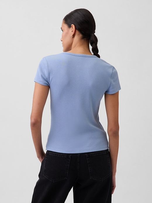 Image number 3 showing, Modern Rib Button-Front Crew T-Shirt