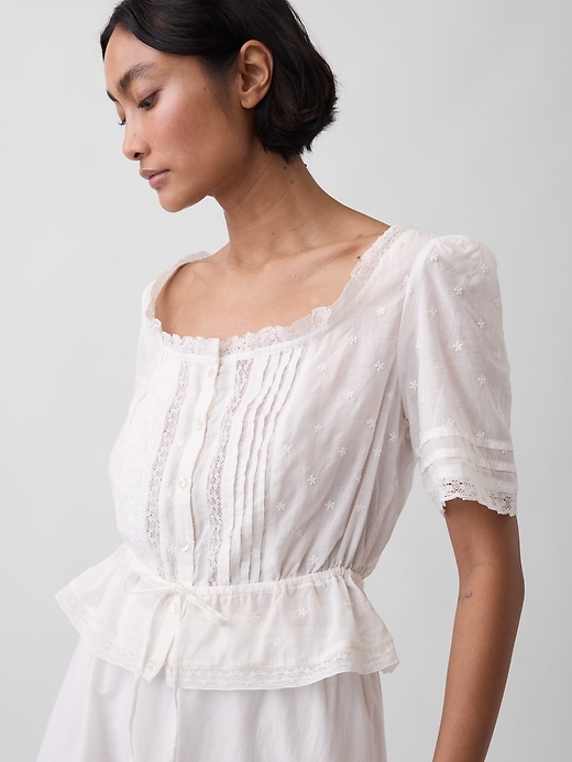 Image number 4 showing, Lace-Trim Peplum Top