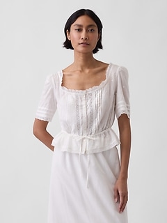 Lace-Trim Peplum Top