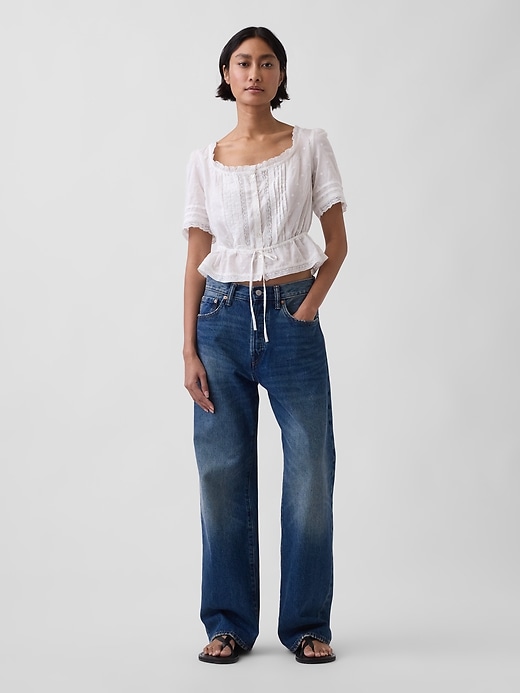 Image number 2 showing, Lace-Trim Peplum Top